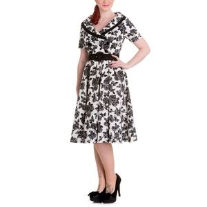 Hell Bunny 1950s Retro Black & White Floral Dress